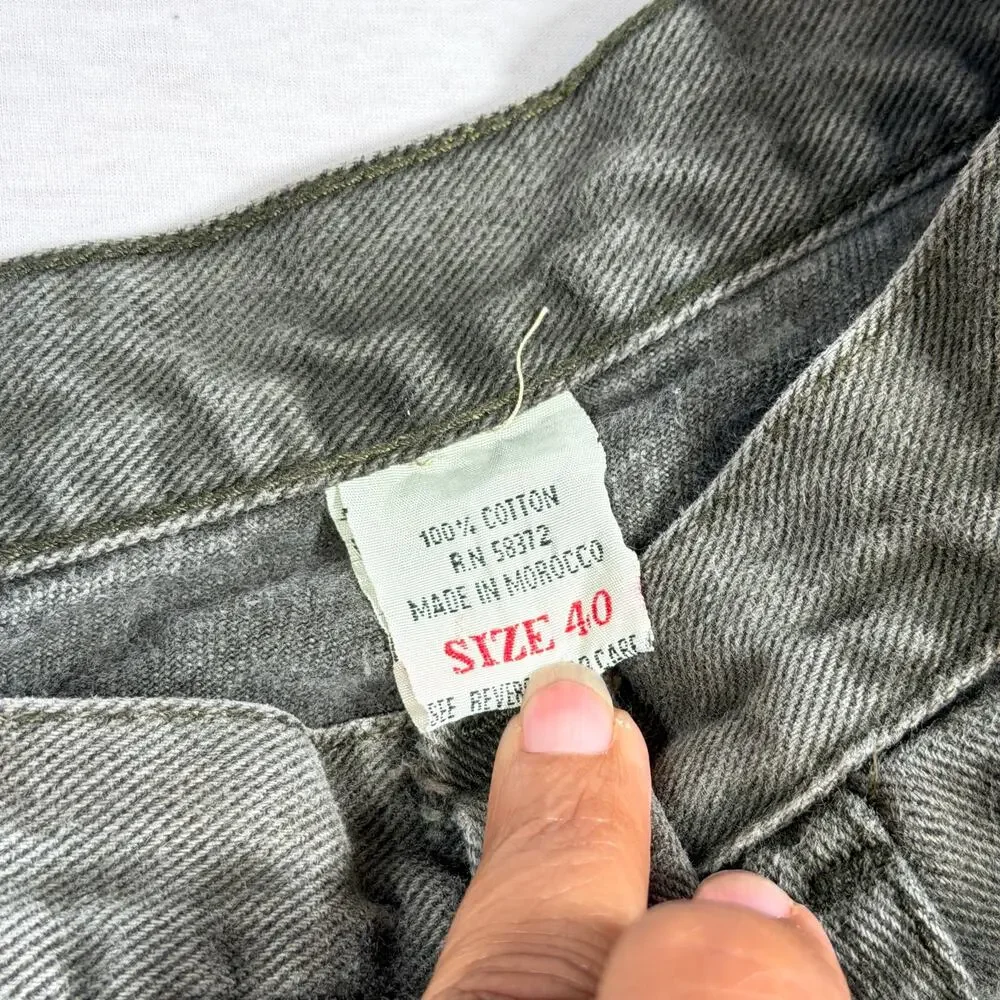 Y2K Faded Black Denim Baggy Jorts Shorts Size 40 Mexico Skater Long 100% Cotton